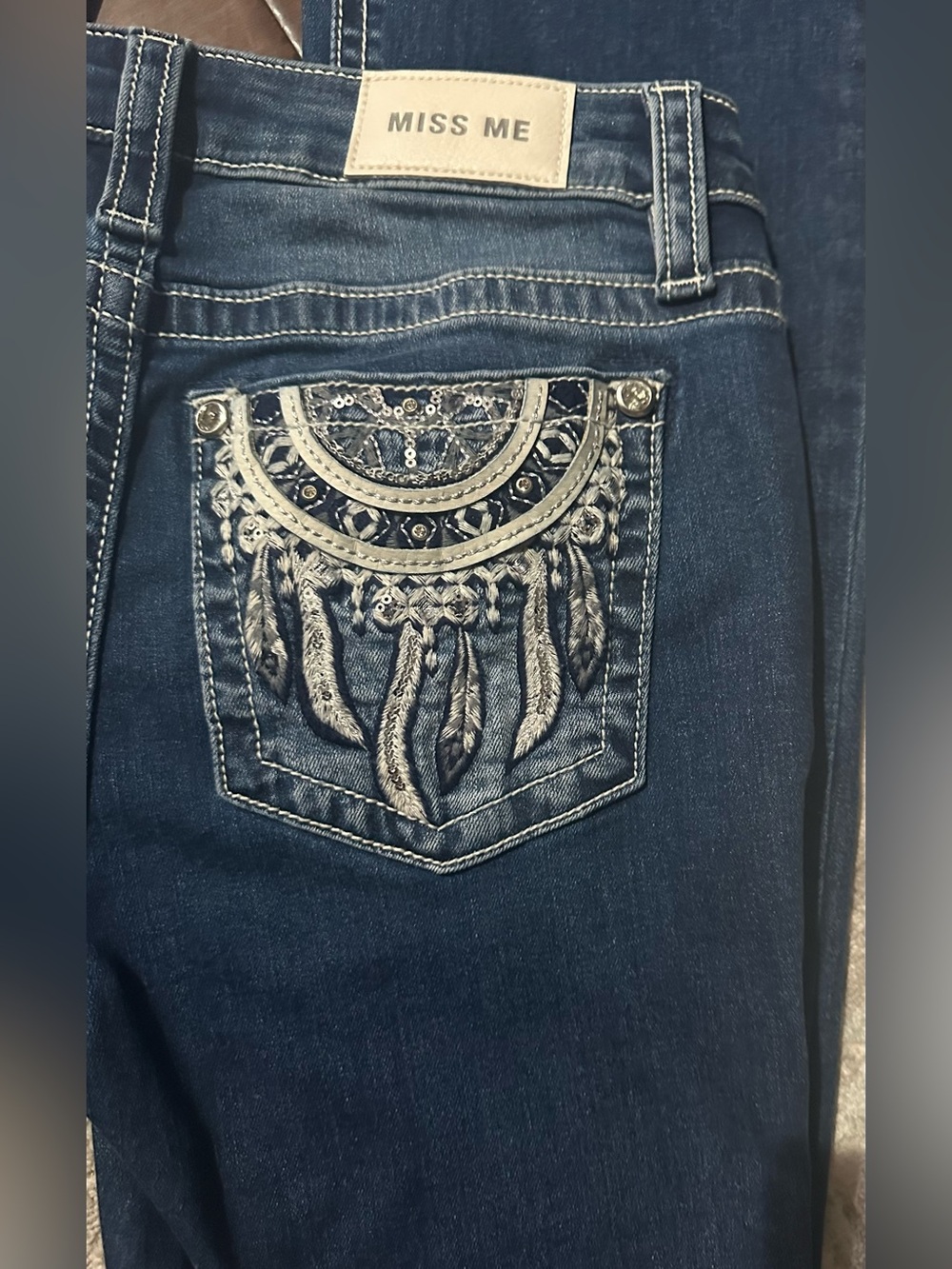 Miss Me Los Angeles Mid Rise Boot Dark Wash Women's Jeans 27 X 34 - Picture 5 of 8